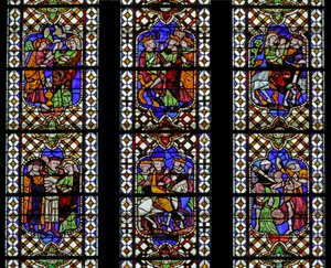 Raam met de kindertijd van Christus: Zes scènes, 14e-19e eeuw door French School